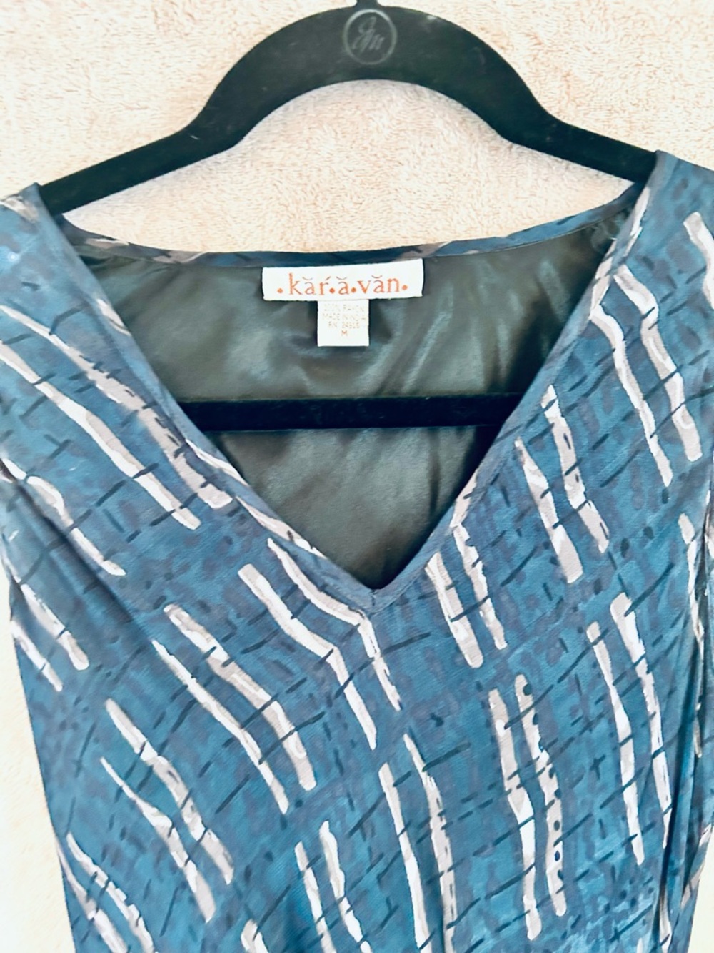 Vintage Style Boho Maxi Dress Size M Teal Rayon Sleeveless Artsy Abstract